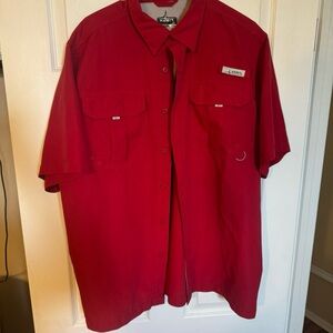 Men's Casual Red Button Down Shirt